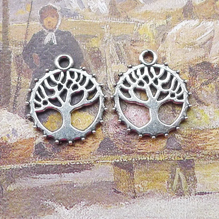 Ажурные подвески в виде дерева жизни из античного серебра, 30 шт./лот, 16x18 мм, фурнитура для изготовления ювелирных изделий своими руками