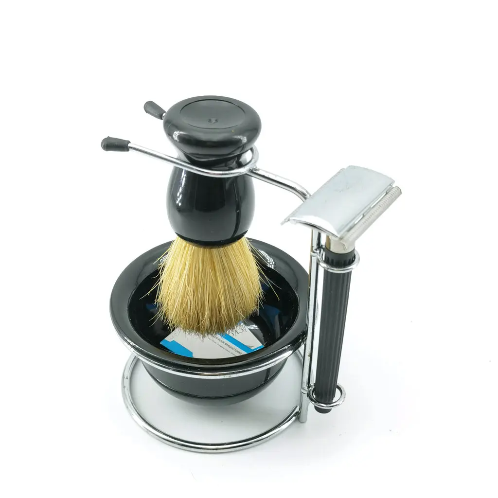 Kit da barba per uomo con ciotola da barba e Set di pennelli per uomo supporto per rasoio di sicurezza per la pulizia della barba facciale