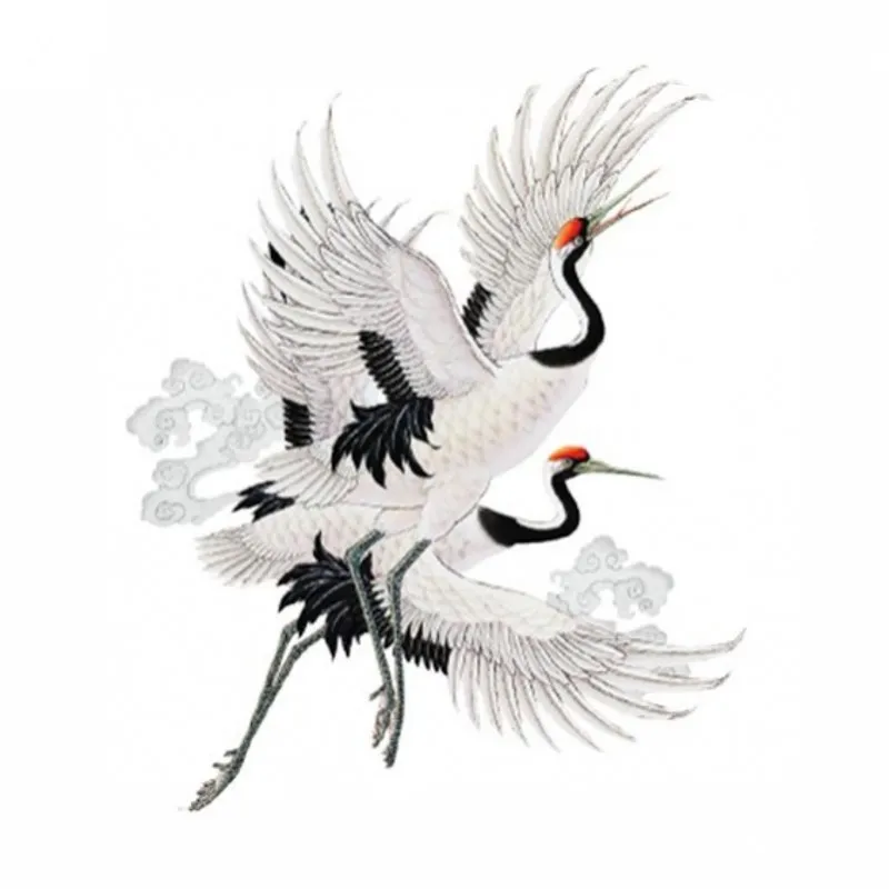 22x19cm Chinese Style Crane Iron On Patches For DIY Heat Transfer Clothes T-Shirt Thermal Stickers Decoration Printing