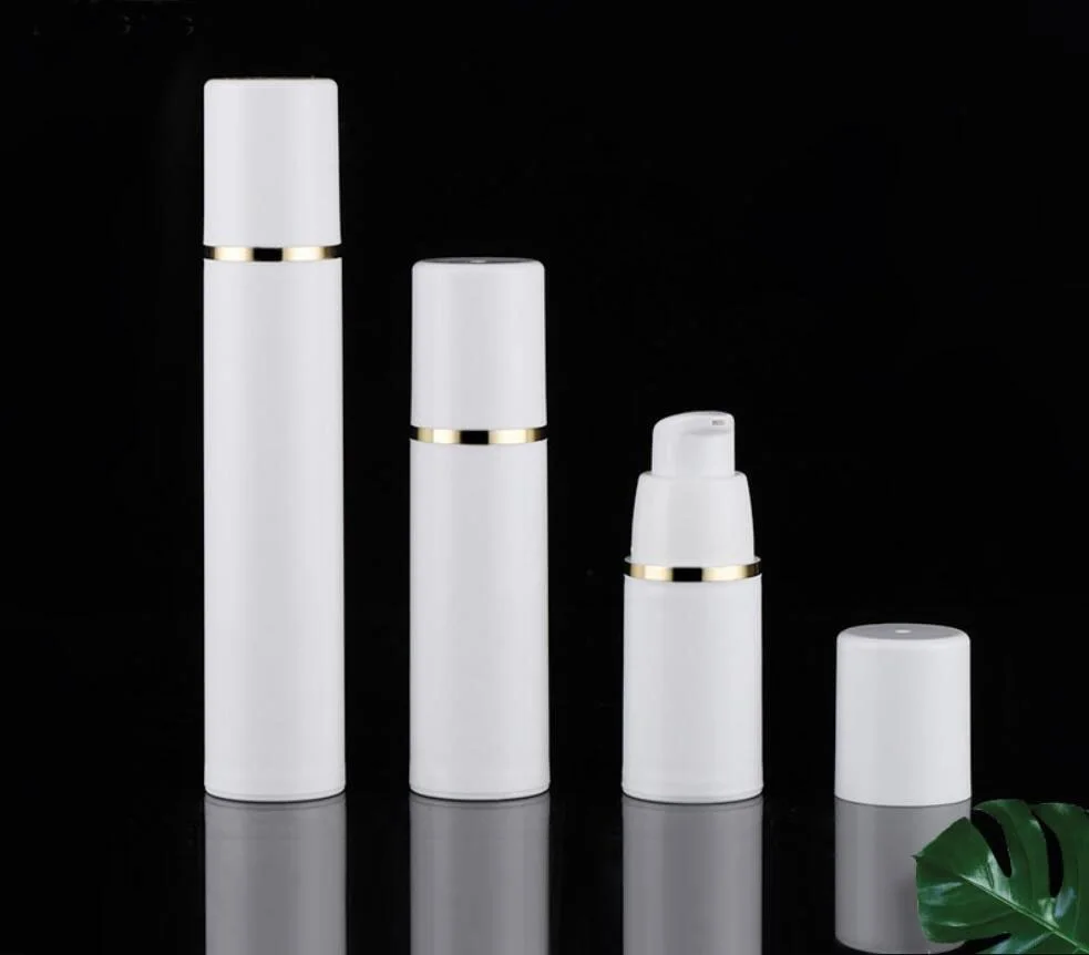 

30ml white airless vacuum pump lotion bottle GOLD line lotion emulsion serum eye essence liquid foundation complex recovery