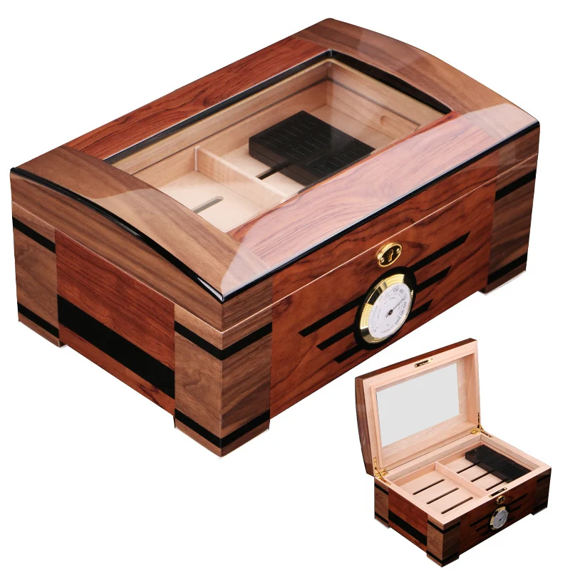 

Quality Cedar Wood Cigar Humidor 350x238x160mm Large Capacity 100 Cigarettes Multi-layer Portable Cabinet Piano Paint Cigar Box