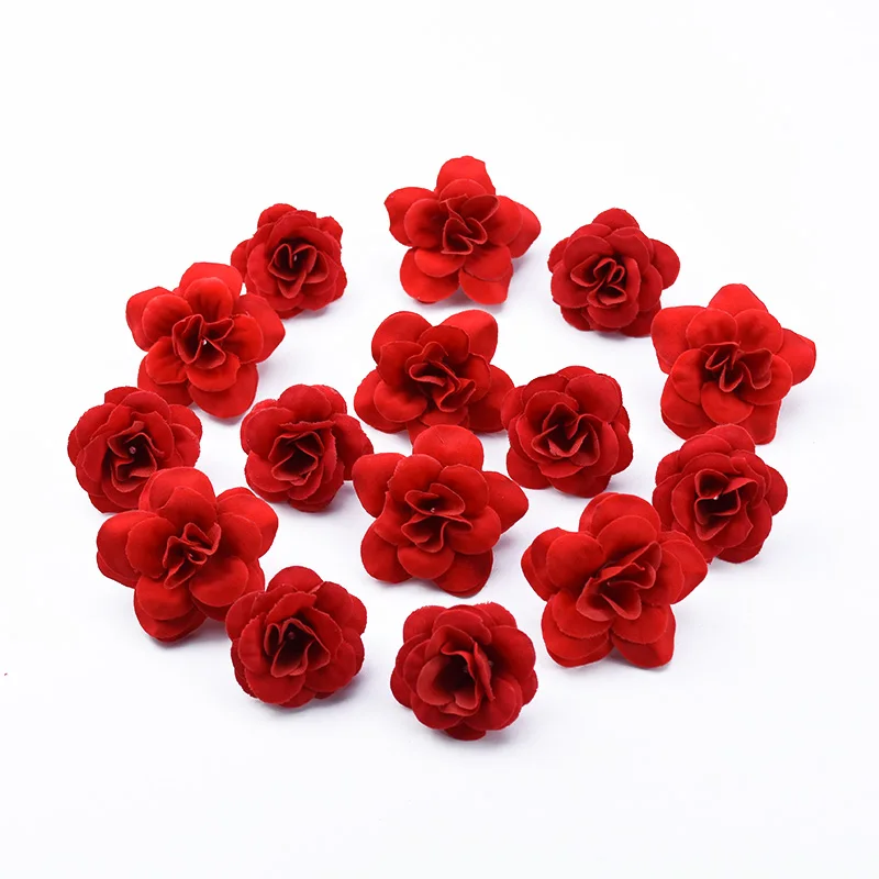 50/100 Stück Rote Rosenköpfe Künstliche Blumen für Valentinstag, Hochzeit, Dekoration, DIY-Heimzubehör, Süßigkeitenbox, Scrapbooking, Geschenke, Kopfbedeckung – Detail 6