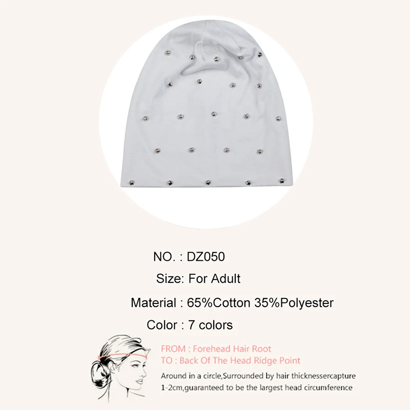 Geebro New Spring Women Soft Metallic Rhinestones Slouchy Skullies Beanies hat And Caps Autumn Ladies Girls Baggy Bonnet Gorros