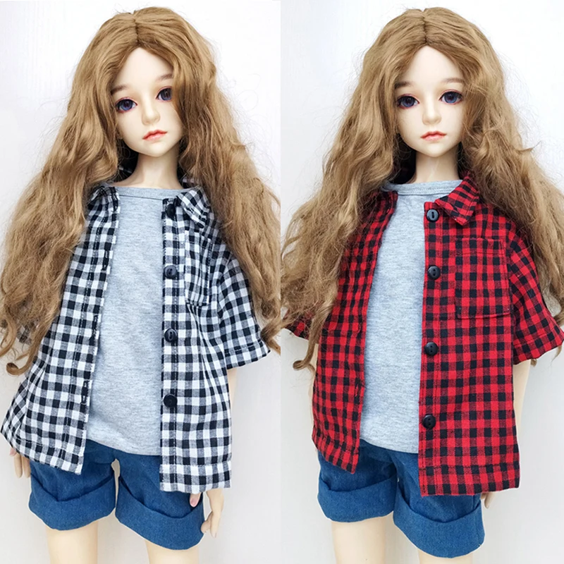 30/45/60 cm BJD Doll Clothes Plaid shirt+T shirt+Denim shorts for 1/3 1/4 1/6 Joint Doll Fashion BJD SD DD Doll Accessories