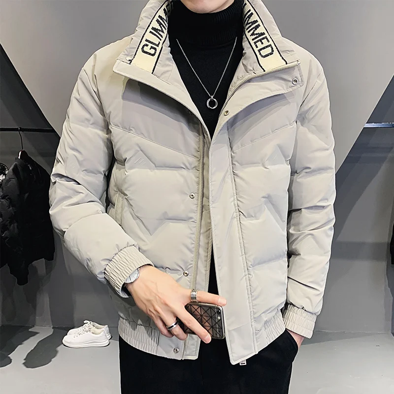 2021 new Down jacket men's fashion winter warm coat loose  fashion men's stand-up collar white duck down jacket for traveling