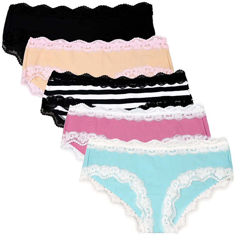 5PCS/Pack cotton women underwear set high quality soft panties for women lace low rise female ladies panties breathable briefs