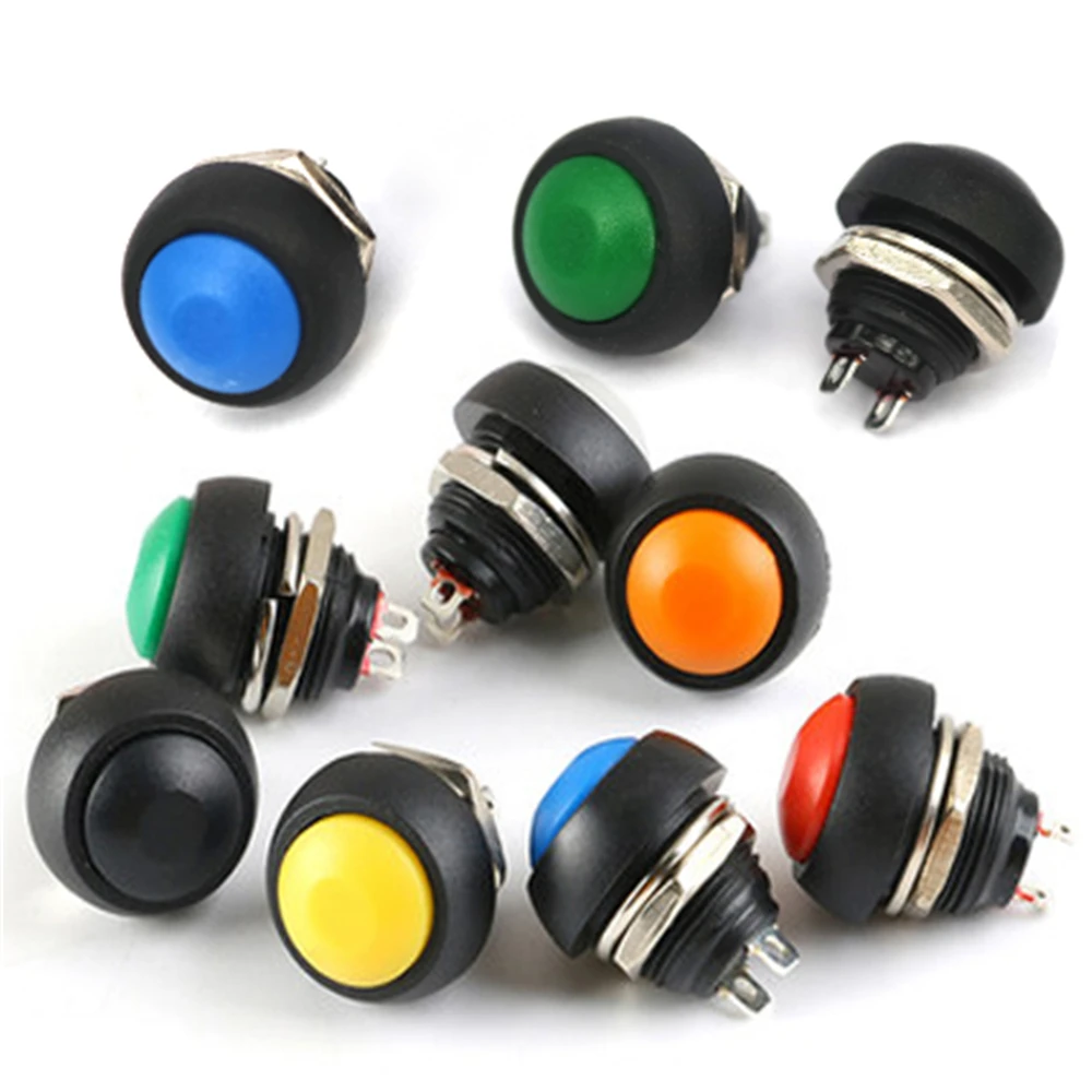 5/10 PCS Mini Switch 12mm Panel Hole 1A waterproof switch pbs33b 12v 2Pin momentary Push button Switch reset Non-locking PBS-33B