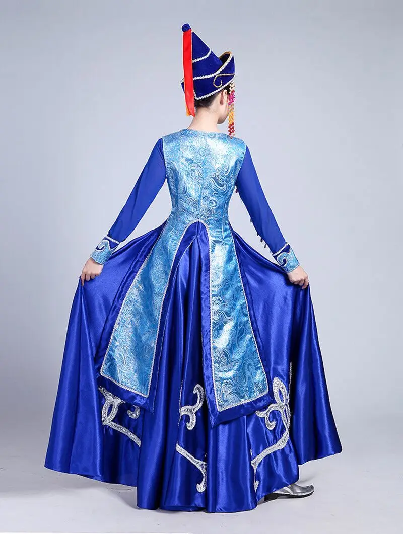 Mongolian Show clothing Suit-dress Inner Mongolia Dance Clothing Mongolia Robe Adult Ethnic Minority Performance Skirt