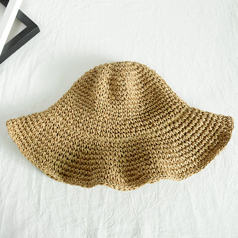 Women Summer Hats Sun Beach Panama Straw Hat Wide Wave Brim Folded Outdoor Caps Leisure Holiday Raffia Cap Visors