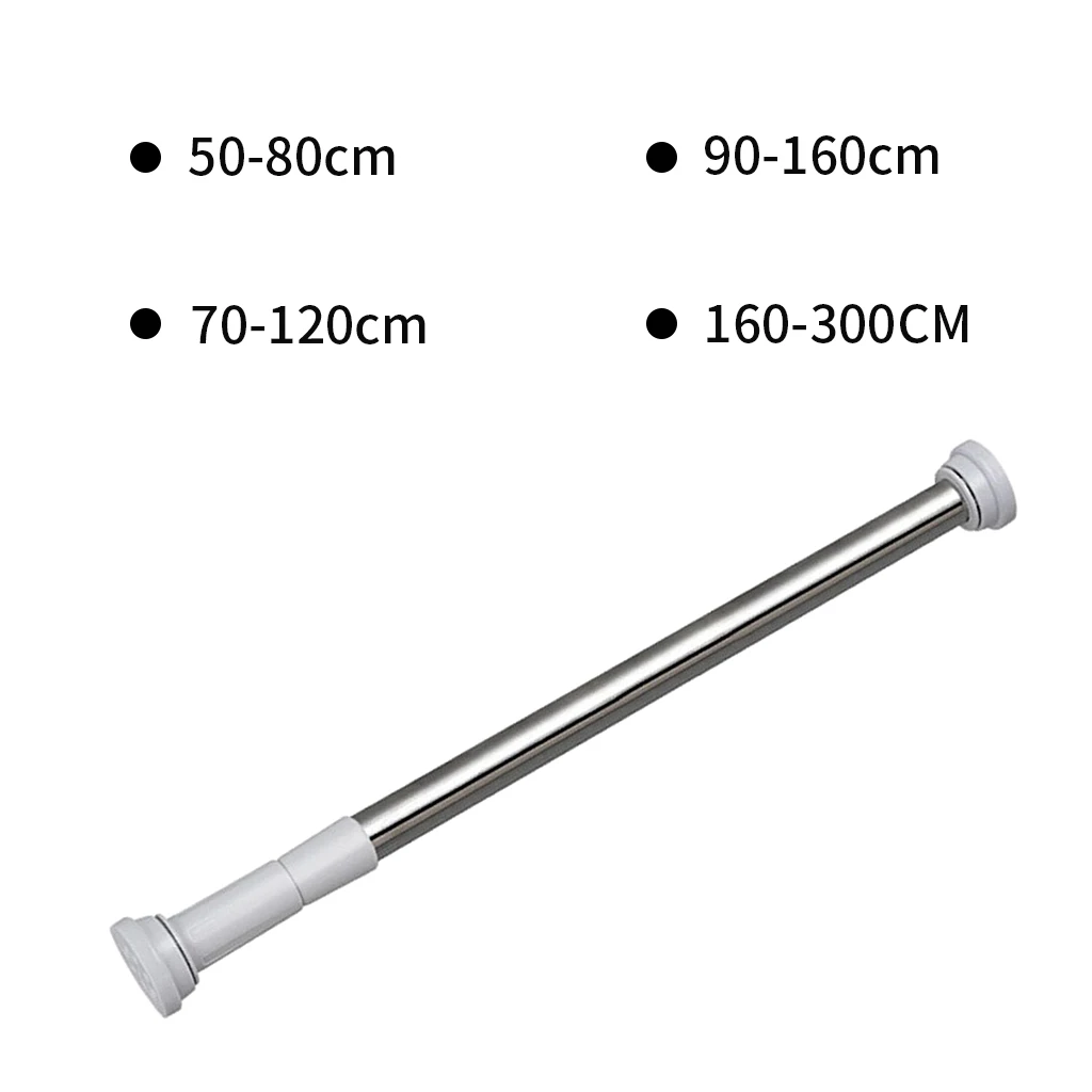 Telescopic Clothing Rod Punch-free Adjustable Shower Curtain Rods Extendable Stainless Steel Simple Support Rod Spring Rod