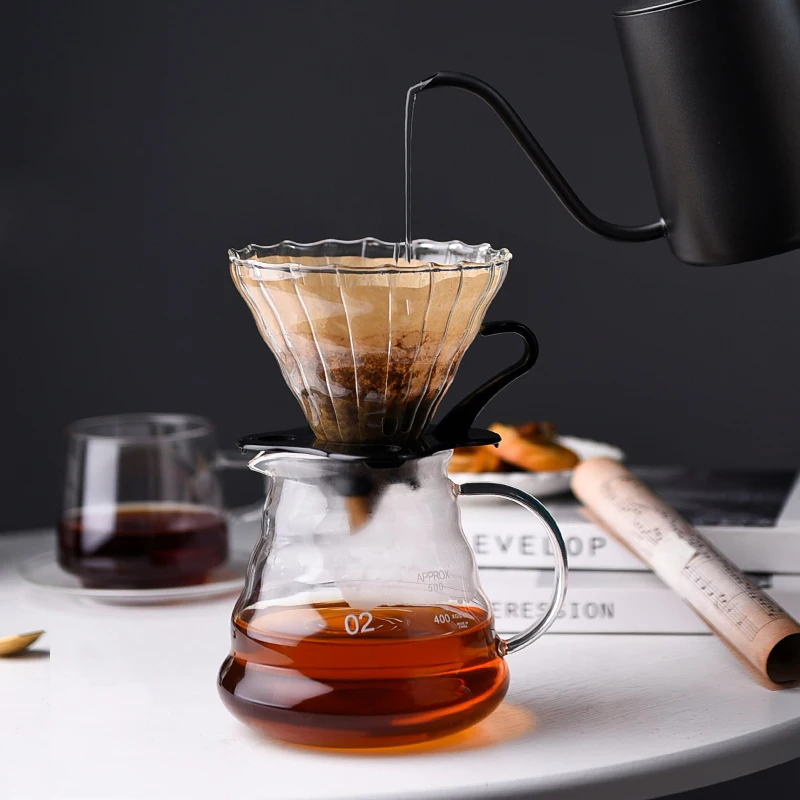 

350ml 600ml Coffee Pot Glass Coffee Dripper Insulated handle To Keep Your Pour Over Coffee and Fresh Drip Kettle