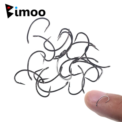 Imagen 1 del producto Bimoo 50/100 anzuelos de vástago curvo para atado de moscas, anzuelo para hacer moscas, anzuelo de pesca con mosca Caddis Midge Gloves # 6 # 8 # 10 # 12 # 14