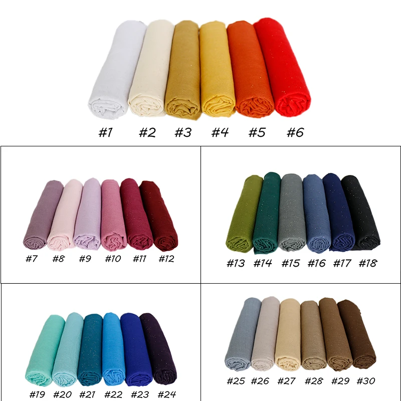 Plain Glitter Cotton Hijab Scarf Women Muslim Long Shawl Wrap Shiny Solid Color Scarves Islamic Turban Soft Women\'s Headscarf