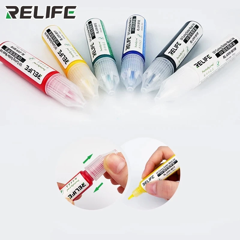 RELIFE RL-UVH901 UV Light Curing BGA PCB Solder Mask Ink nero/blu/verde/rosso/bianco Welding Oil Paint prevenire l\'inarcamento corrosivo