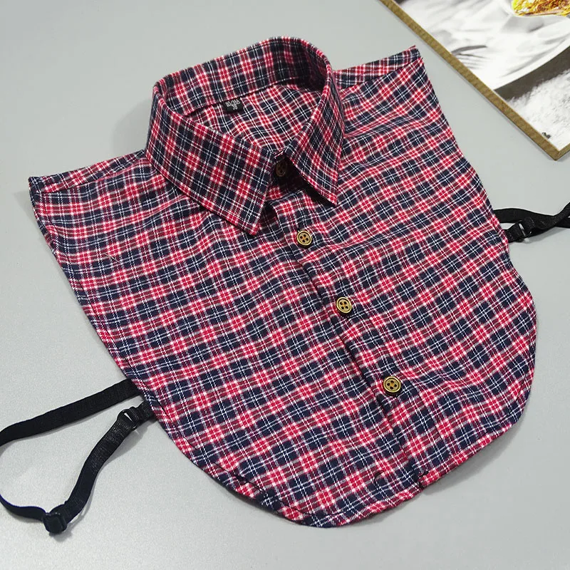 Plaid Fake Collar Shirt Blouse Women Men False Collar Black Stripe Detachable Collar Half Shirt Women Tie Clothes Accessories