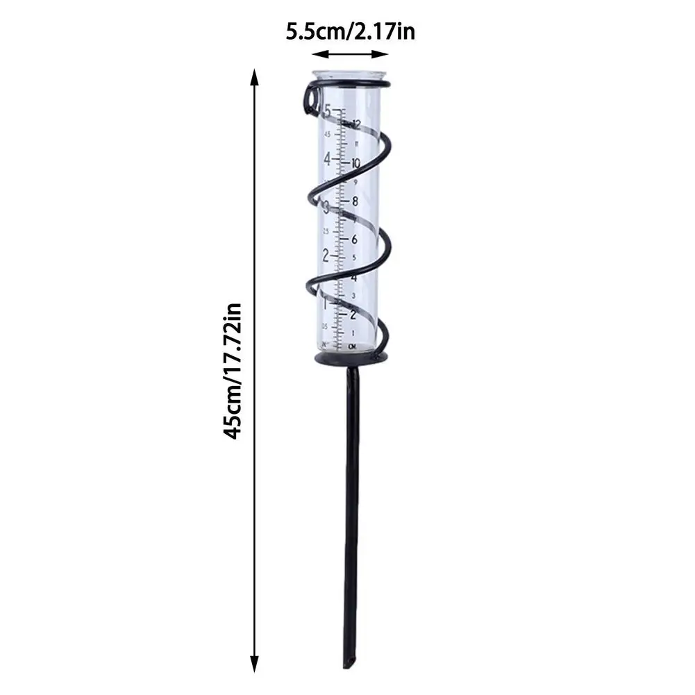 45cm Spiral Rain Gauge Garden Glass Rain Water Meter Measuring Decor Plastic Rain Gauge Tube Accurate Measurement