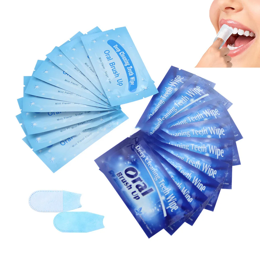 40Pcs Oral Brush Up Wipe Fingertip Tooth Brush Oral Deep Cleaning Wipes Dental White Teeth Oral Hygiene Teeth Whitening