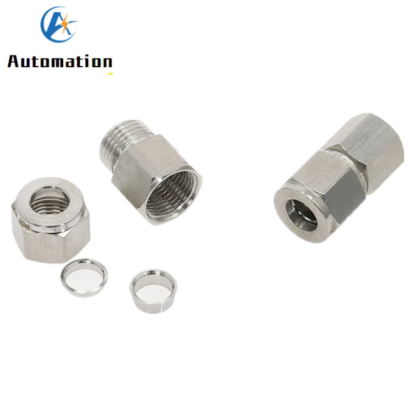 

6-12mm Pipe OD to 1/8" 1/4" 3/8" 1/2" Female Thread Double Ferrule Tube Fittings 304 SS Stainless Steel Pipe Connector