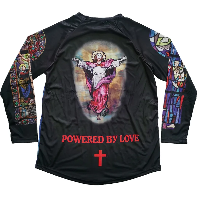 Long Motocross Shirt Downhill Cycling Church Jesus Jersey Top Bicycle Wear Pro Team Race MX Off Road Mountain Sport God Clothing