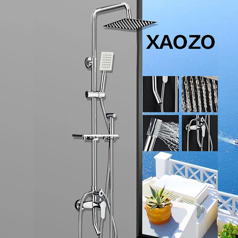 SPA Bathroom Shower Set Rain Shower Head Bath Shower 360 degree rotatable Mixer with Hand Shower Faucets Rainfall Chrome Showers