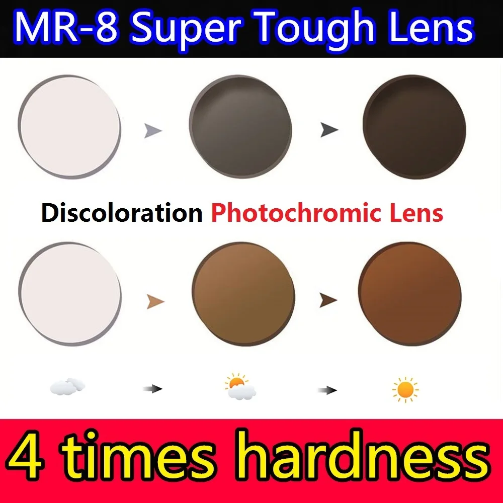 Photochromic Lenses 1.56 1.61 1.67 Optical Prescription Lens Change Color Anti-UV Men Driving Glasses MR-8 Super Tough Hardness