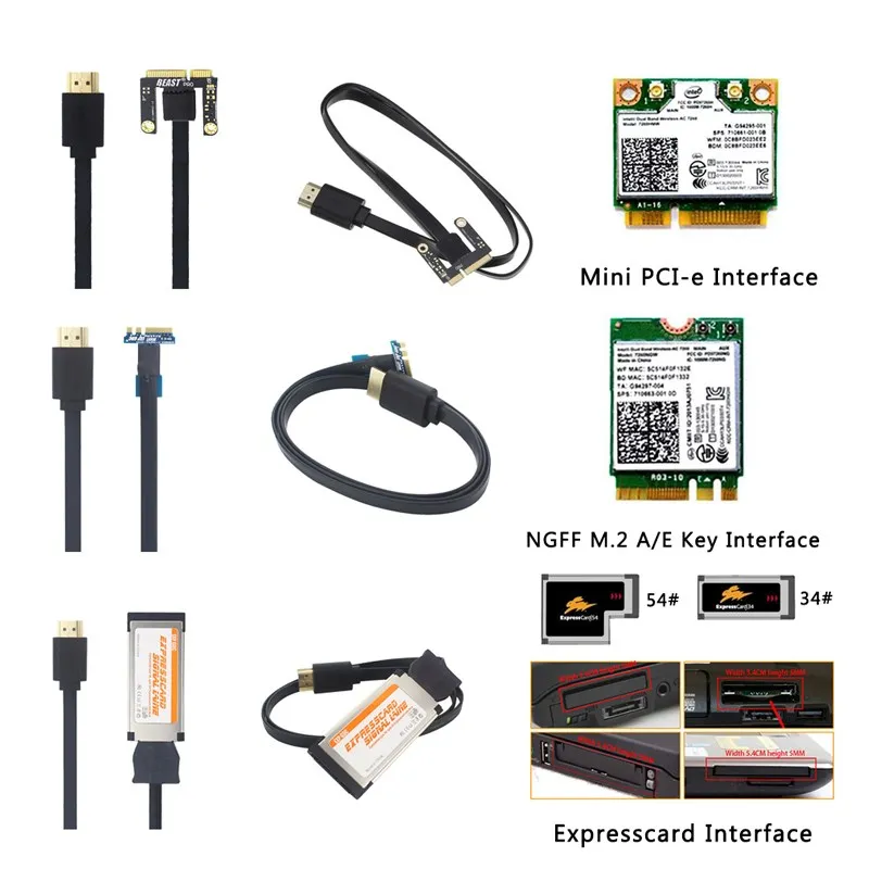 Mini PCI-E Expresscard M.2 A/E Key Interface Cable Adapter Cable for EXP GDC Dock Laptop Notebook External Graphic Video Card