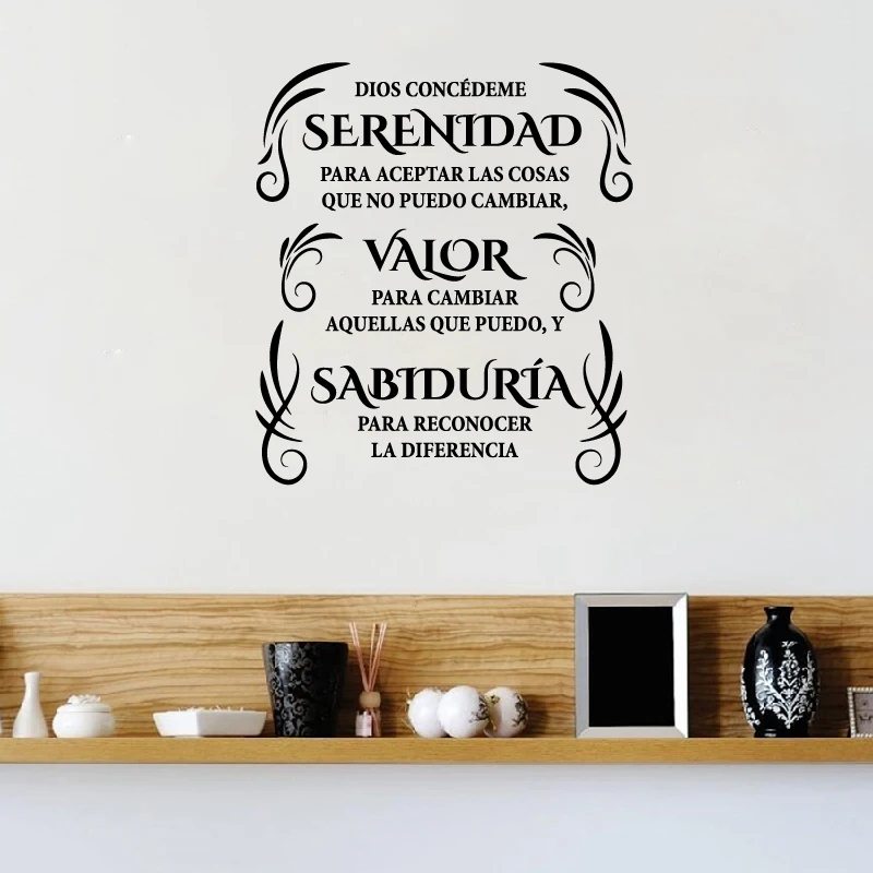Oración de la Serenidad pegatina de pared española para decoración de sala de estar y dormitorio pegatina de vinilo de oración de serenidad decoración del hogar de España