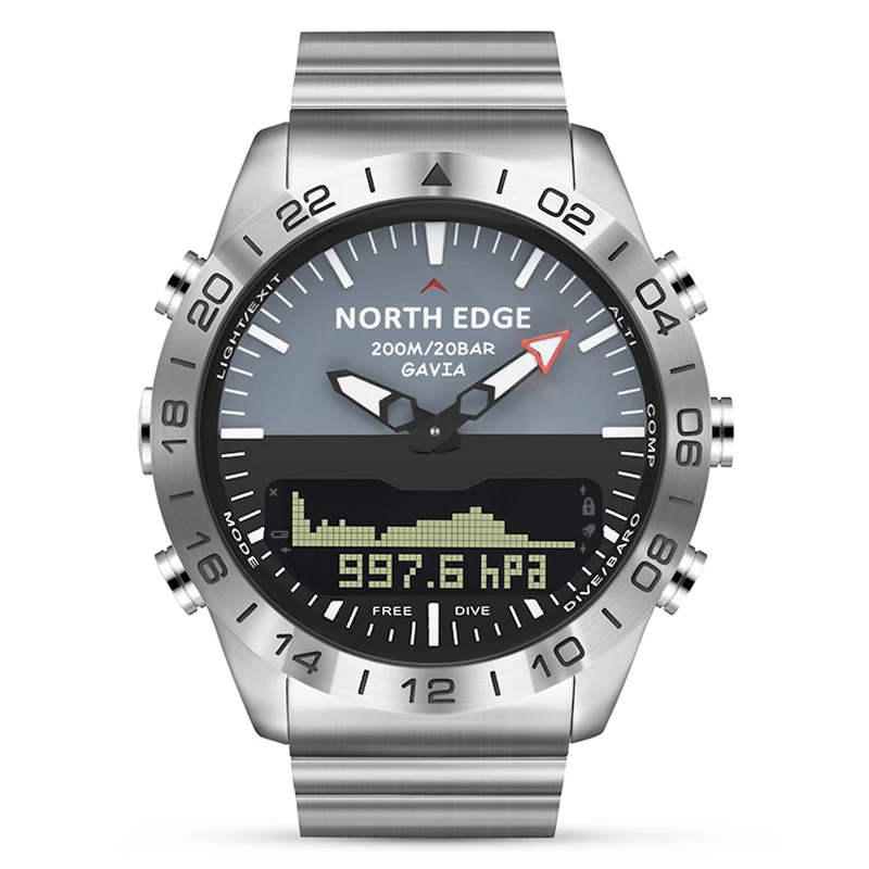 NORTH EDGE Heren duikhorloge Militair leger Luxe volledig stalen smartwatch Kompas Hoogtemeter Barometer Digitale klok Waterdicht 200m - afbeelding 1