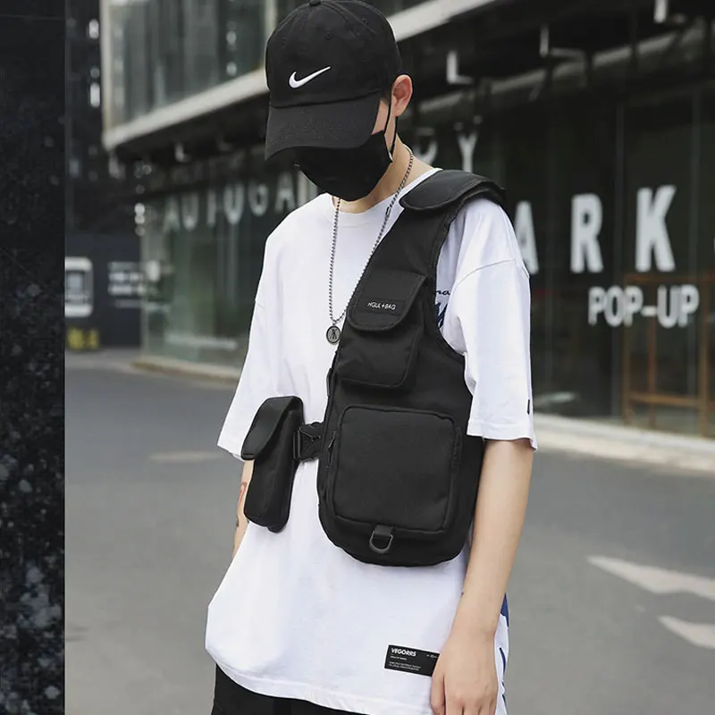 Chaleco estilo Hip Hop para hombre, bolsa de pecho táctica para deportes al aire libre, Airsoft Gear, mochila