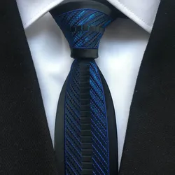 Men's Ties Designer Panel Neck Tie Blue Vertical Stripe Cravat to Match Suits