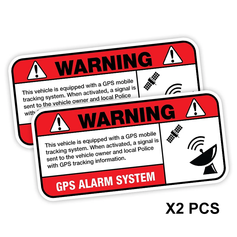 Y315# 2 PCS Warning GPS Alarm System Sticker on The Car Vinyl Decal Waterproof Decoration Car Stickers