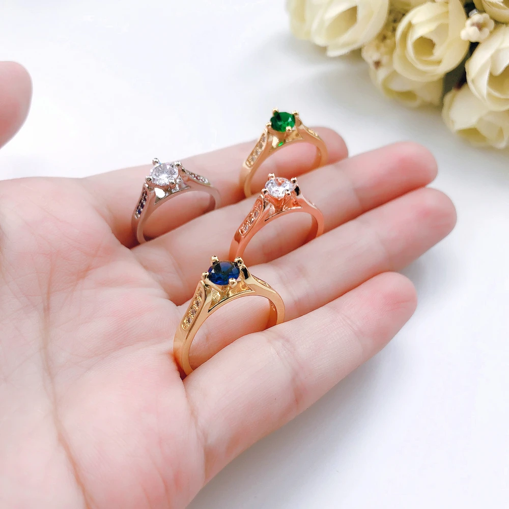 Classic Cubic Zirconia 1ct Wedding Finger Ring For Women Rose Gold Color Crystal Paved Fashion Jewelry aneis Anillos DWR065