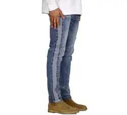 Men's Cotton Mix Spandex Skinny Elastic Denim Jeans Fashion Casual Side Stripe Hip Hop Jeans