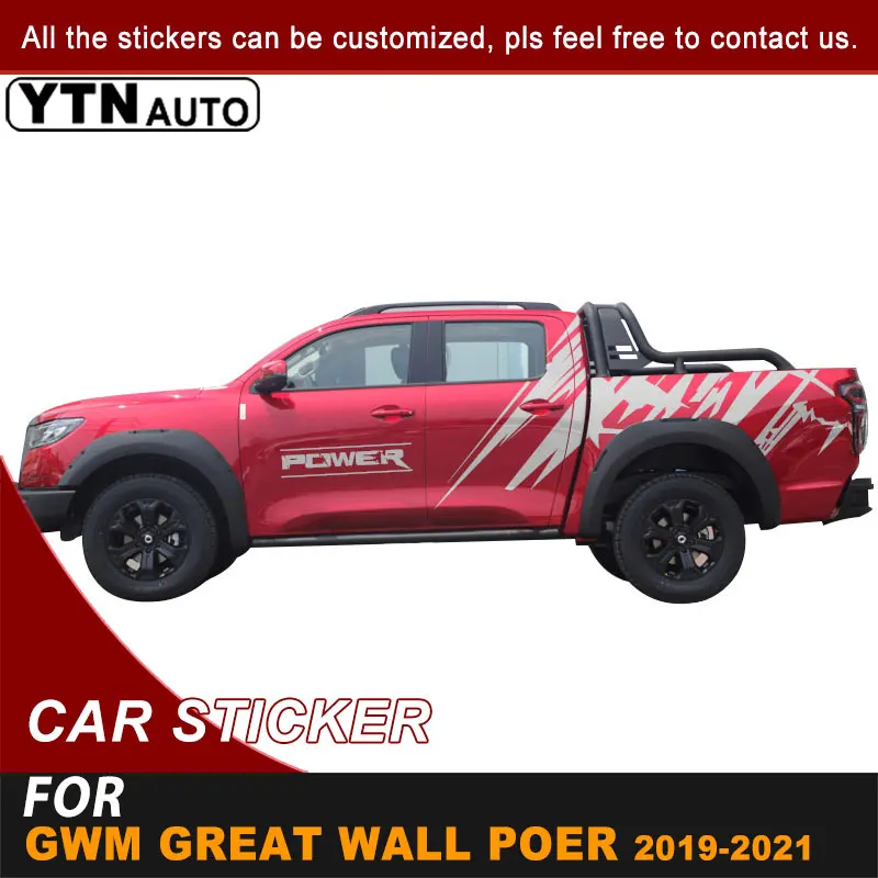 Pickup Side Body Car Sticker For GWM Great Wall Pao Great Wall Power 2019 2020 2021 Power Thorns Graphic Vinyl Decal Accessories