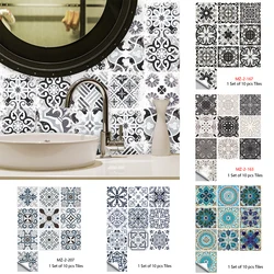 10pcs/set Moroccan Style Hard Film Wall Sticker Transfer Coverage For Kitchen Floor Home Decor PVC Poster Peel & Stick Wallpaper