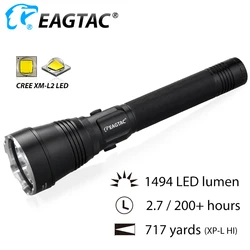 EAGTAC SX25L2T Police Duty Light Super Long Distance 717 Yard Rechargeable Tactical Flashlight Strobe 26650 5000mAh Battery