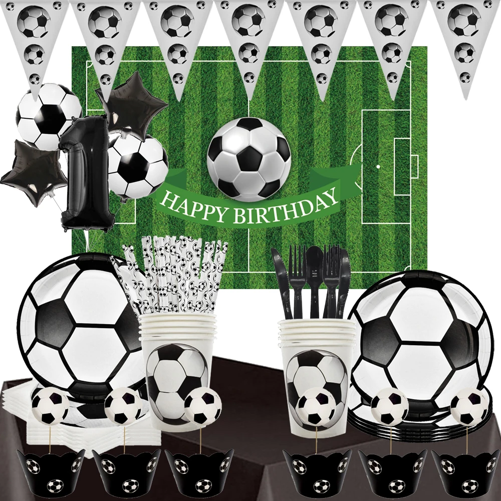 Football Club World Sport Champion Party Decor Disposable Tableware Balloons Plate for Birthday Anniversary Party Supplies Game