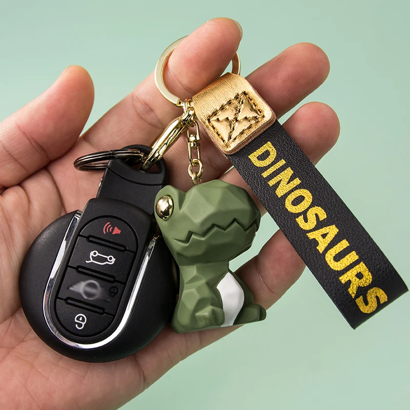 Cartoon Resin dinosaur Keychain blue green pink red brown Doll Pendant Cute Bag Phone black Lanyard Men Women Car Keyring Gift