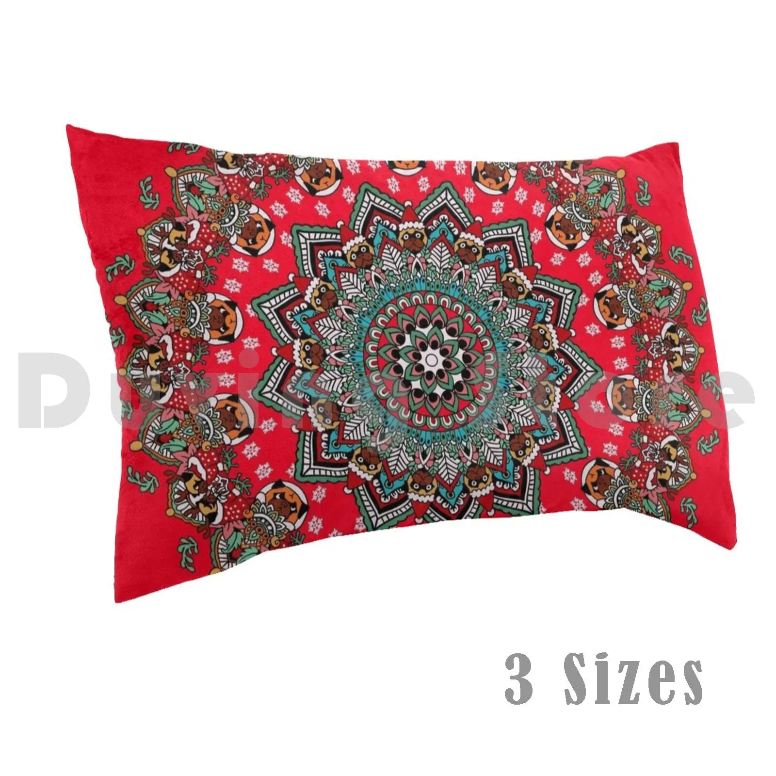 Mandala Christmas Pug Pillow Case Printed 35x50 Sparkling Beautifully Home Christmas Presents Good Vibe