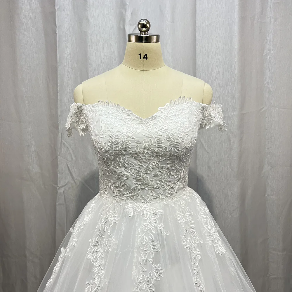 MYYBLE-Vestido De novia con hombros descubiertos, prenda De lujo con Apliques De encaje, escote Corazón, talla grande, 2022