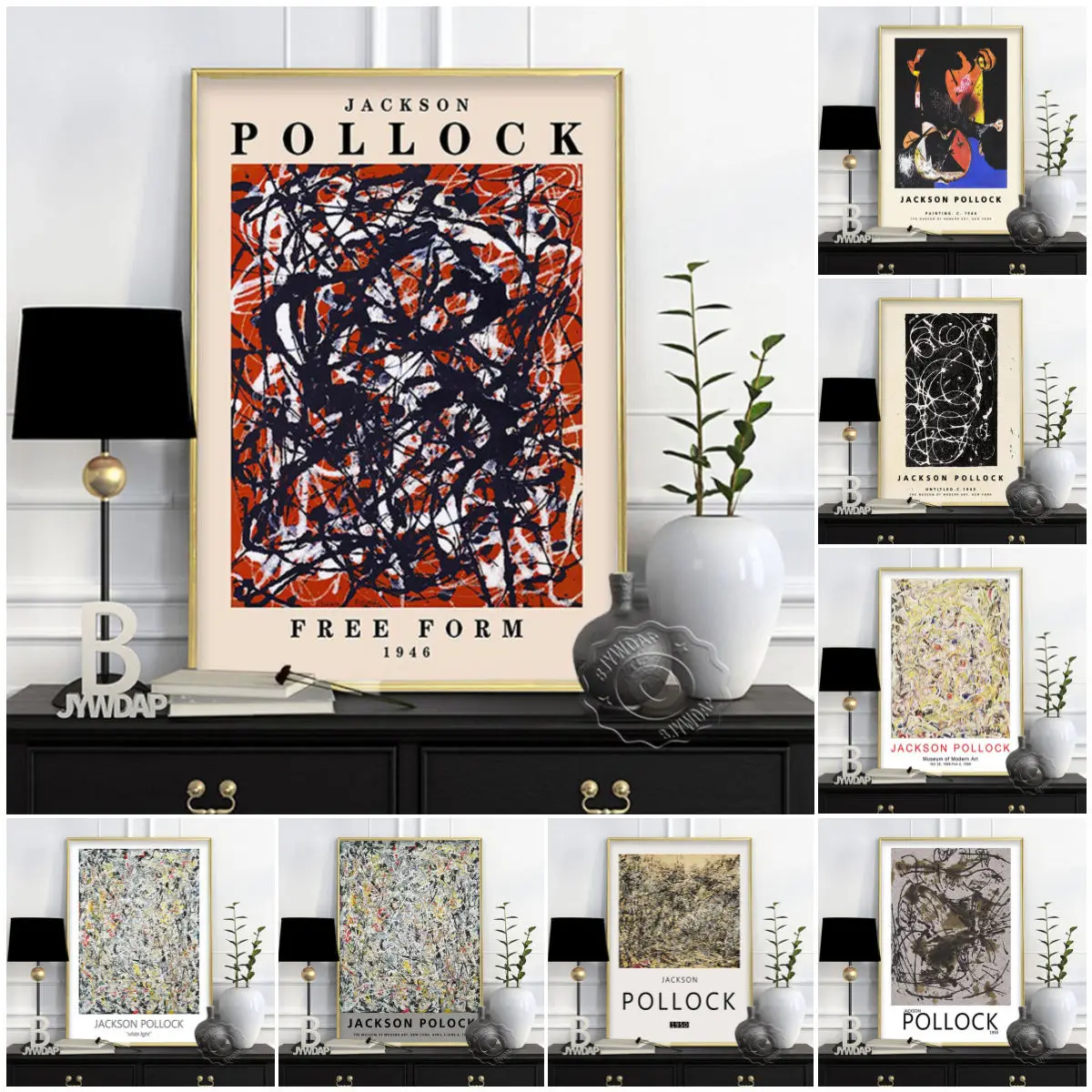 Exhibition Museum Art, Jackson Pollock Abstract Posters, Pollock Retro Home Decor, Jackson Graffiti Living Room Vintage Wall Art