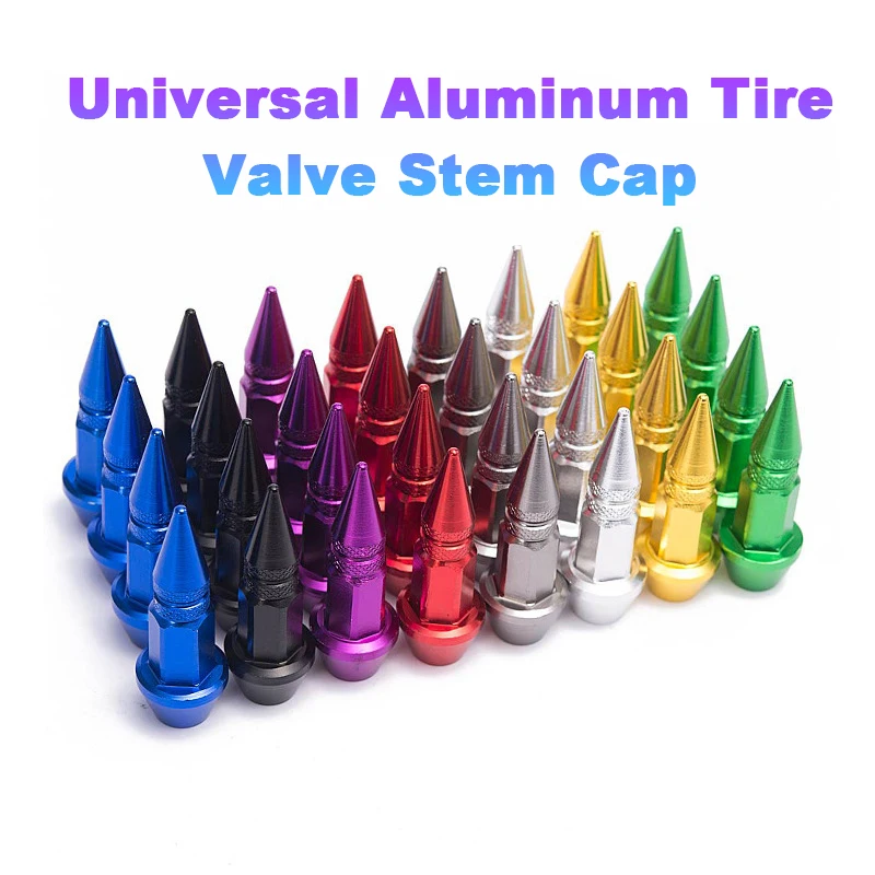 Aluminum Alloy Car Wheel Tire Valve Caps Spike Shaped Metal Dust Covers Lid  For Automobiles Motorcycles Trucks Bikes