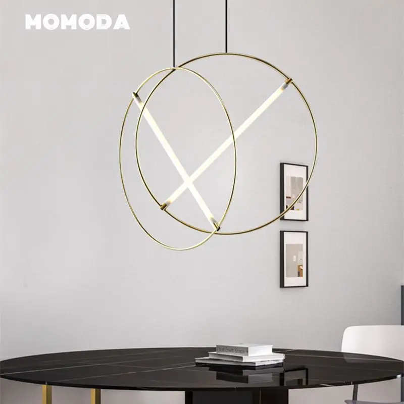 Nordic LED Chandeliers Lighting Modern Metak Round Circle Pendant Hanging Lamps Bedroom Living Room Dining Room Lights Fixture