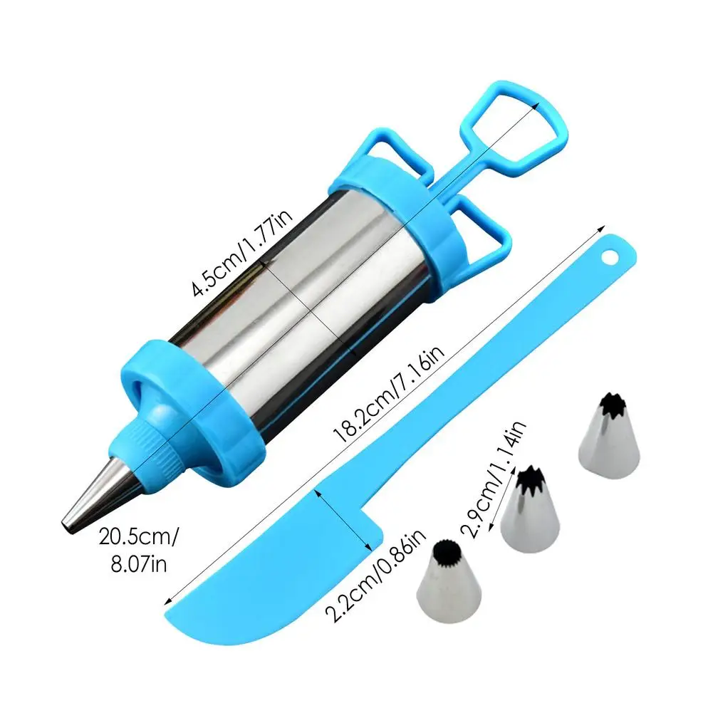 Baking Cake Decorating Tool Stainless Steel Pastry Filling Injector Syringe Decorating Kit Dessert Decorator With 3 Tips 1 Spa