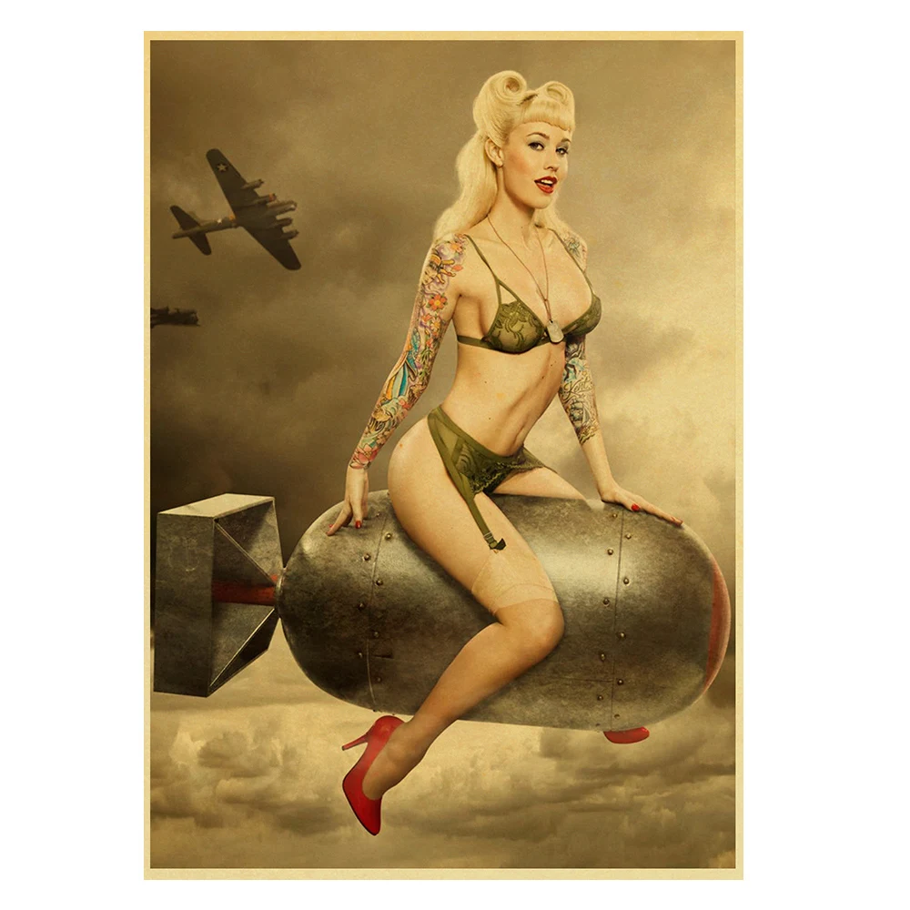 Sexy Pin up Girl Collection Retro Poster Kraft Paper Printed Sexy Lady Beauty Art Posters Wall sticker Home Room Decor