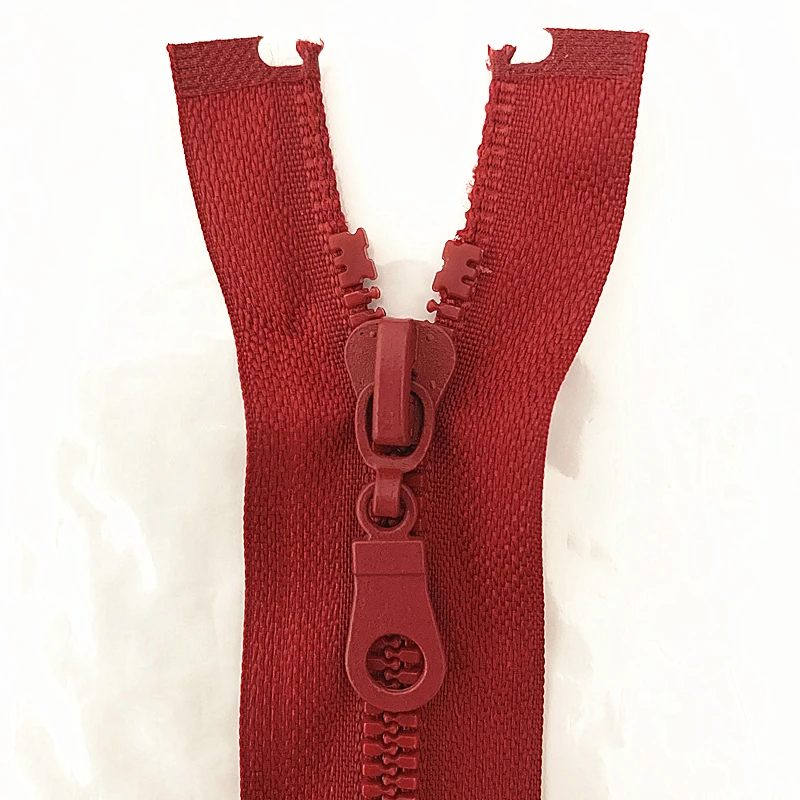 2pcs 5# Wine red 25/30/35/40/50/55/60/70 cm detachable resin zipper opening automatic ecological locking plastic zipper sewing