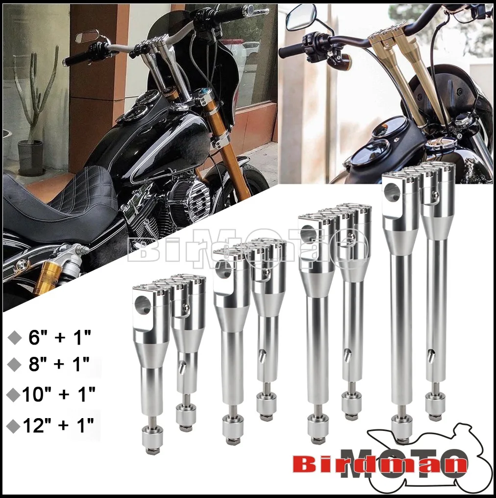 

For Harley Dyna Softail Sportster Street Bob XL 883 1200 1-1/4" 32mm 6"-12" Rise Handlebar Riser Kit w/ Top Clamp Straight Club