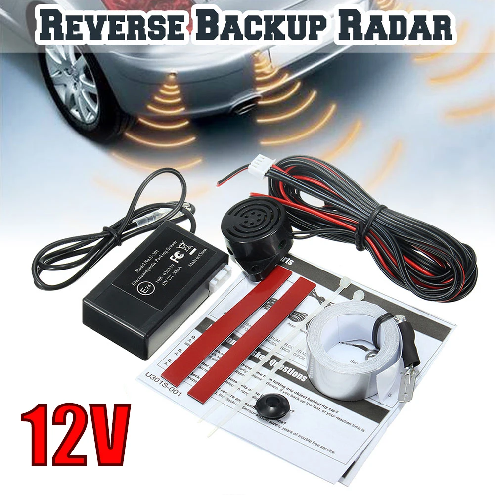 

12V Electromagnetic Car Truck Parking Reversing Reverse Backup Radar Sensor Kit Automatically beeps to alert near-by objects