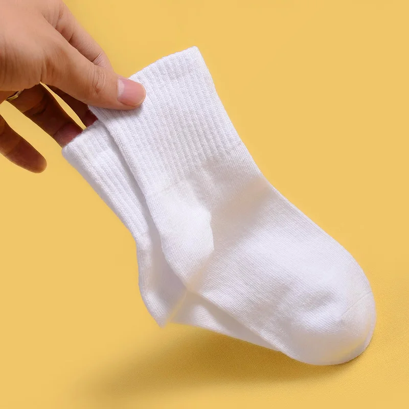 MIPP brand student antibacterial mid tube socks, all cotton anti odor pure white, sports school children, boys and girls