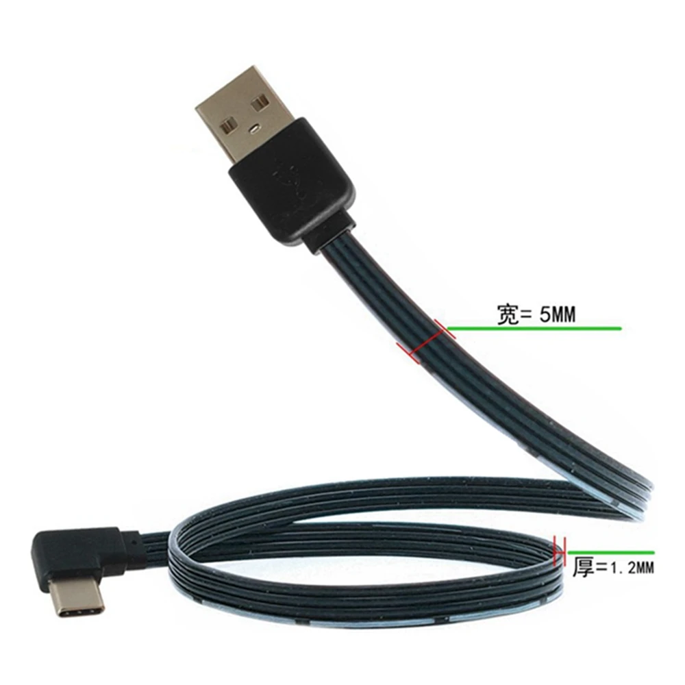 Soft flat cable ultra-thin elbow type-C data cable USB2 0 double charging line charging treasure charging mobile phone short lin